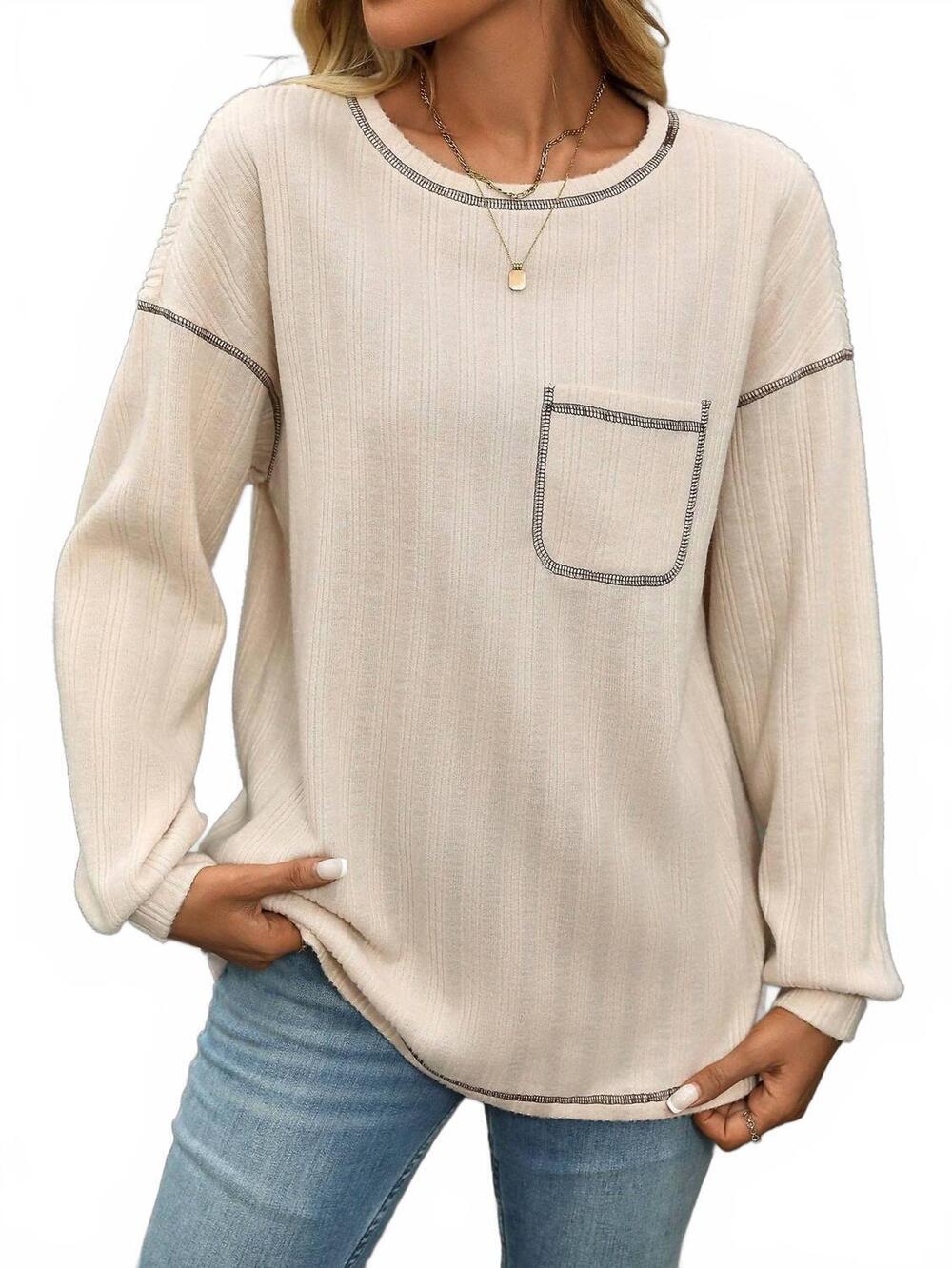 NEW SUHKASANA ribbed knit long sleeve shirt in apricot